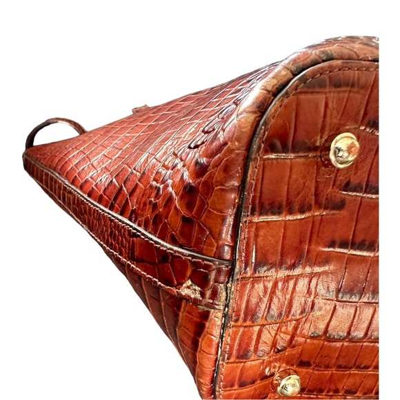 Brahmin Brown Leather Reptile Hand Tote W/Matching Wallet 2pc - Picture 7 of 13